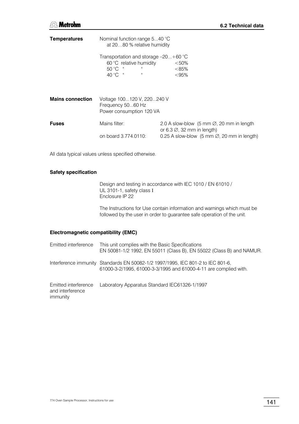 Metrohm 774 Oven Sample Processor User Manual | Page 147 / 168