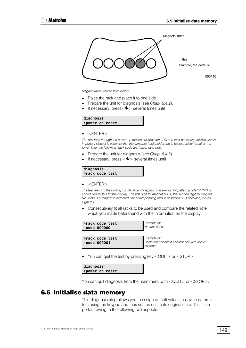 5 initialise data memory | Metrohm 774 Oven Sample Processor User Manual | Page 155 / 168