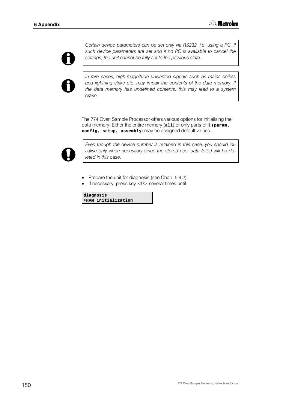 Metrohm 774 Oven Sample Processor User Manual | Page 156 / 168