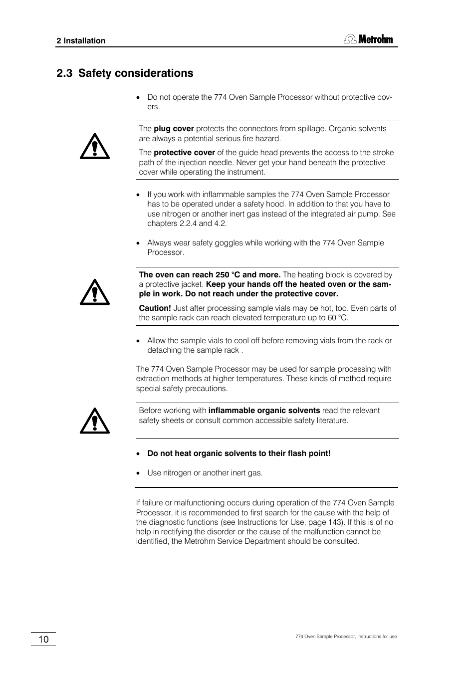 3 safety considerations | Metrohm 774 Oven Sample Processor User Manual | Page 16 / 168
