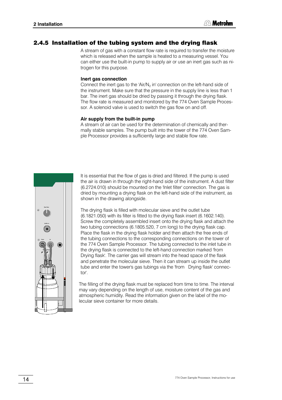 2 installation | Metrohm 774 Oven Sample Processor User Manual | Page 20 / 168