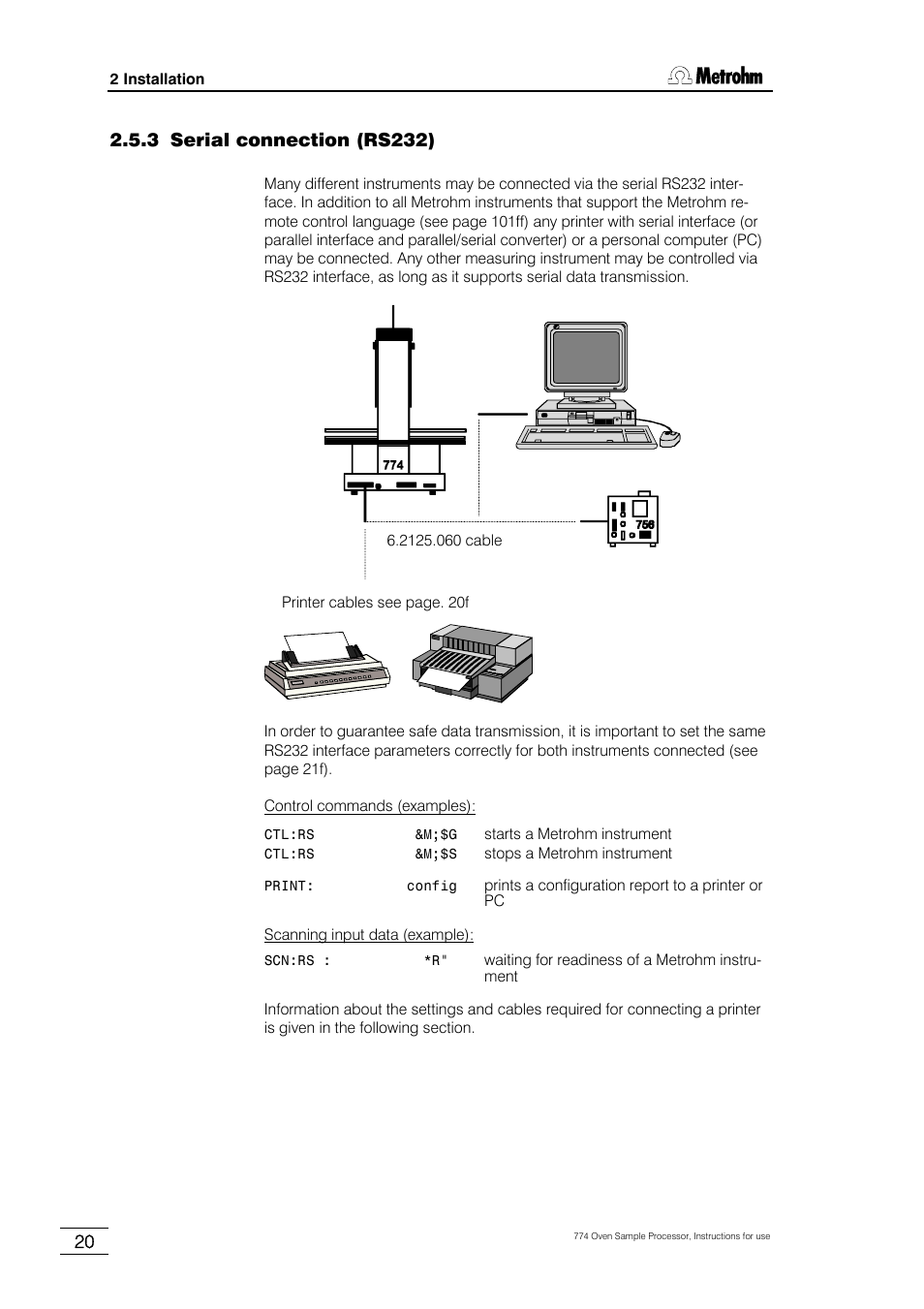 3 serial connection (rs232) | Metrohm 774 Oven Sample Processor User Manual | Page 26 / 168