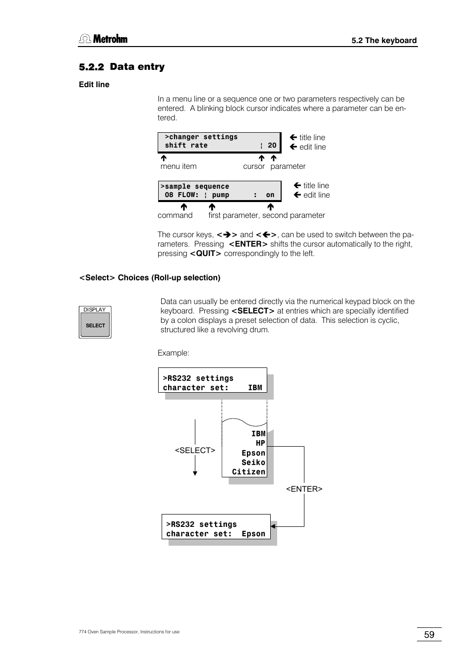 2 data entry | Metrohm 774 Oven Sample Processor User Manual | Page 65 / 168