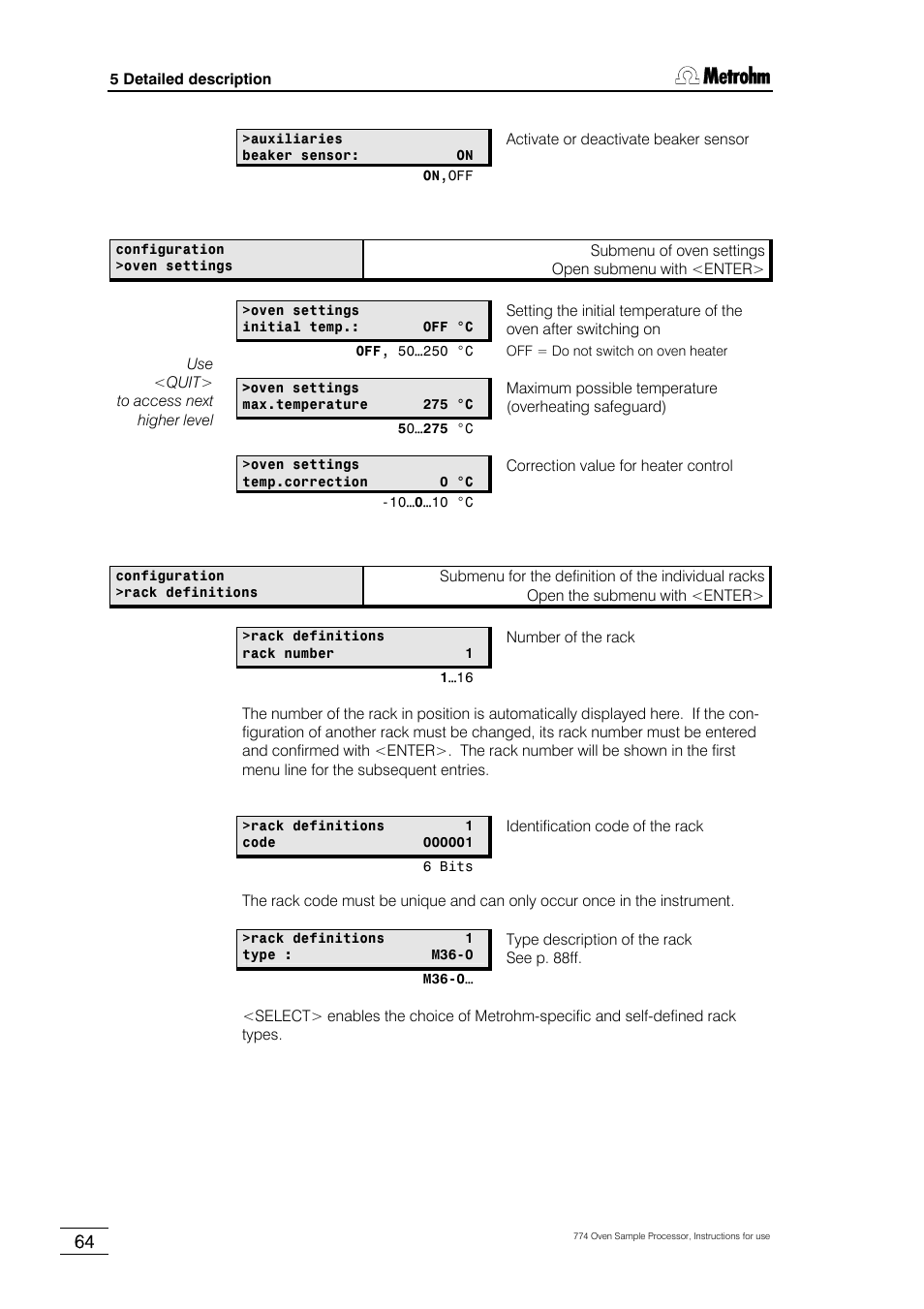 Metrohm 774 Oven Sample Processor User Manual | Page 70 / 168