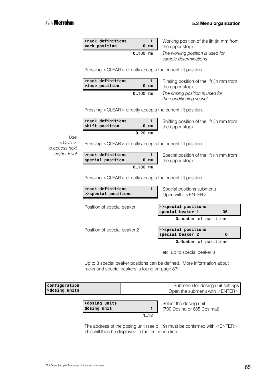 Metrohm 774 Oven Sample Processor User Manual | Page 71 / 168
