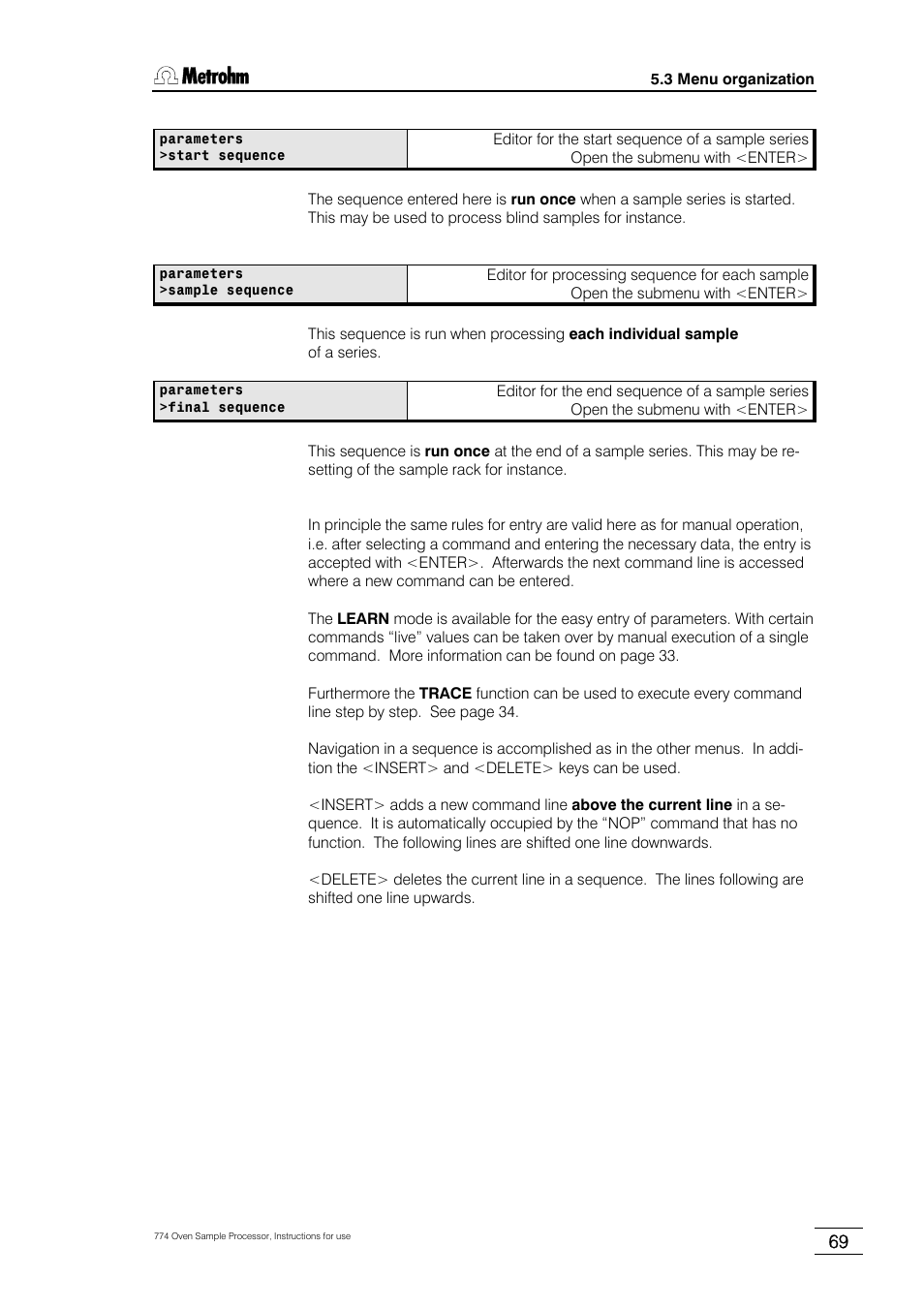 Metrohm 774 Oven Sample Processor User Manual | Page 75 / 168