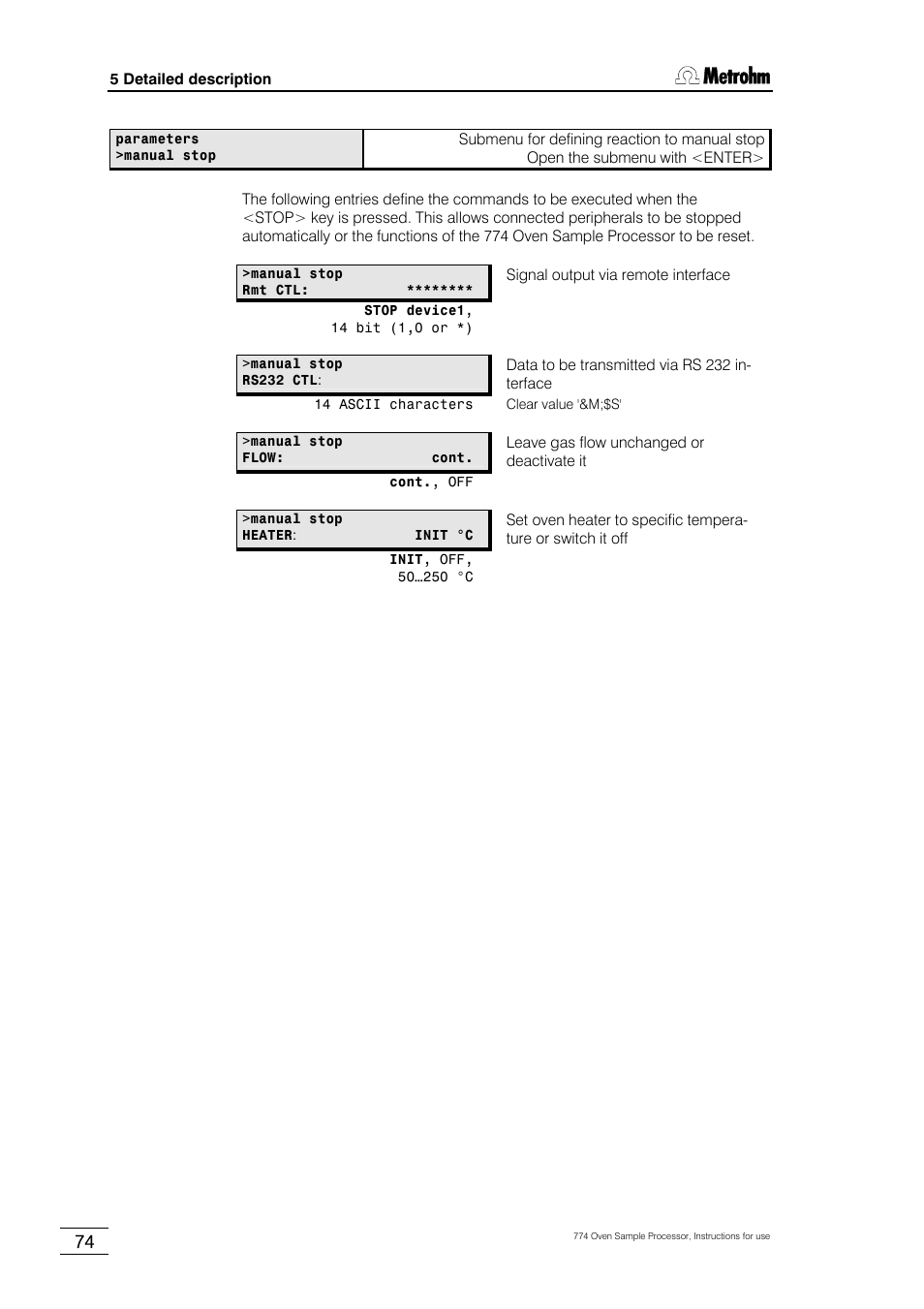 Metrohm 774 Oven Sample Processor User Manual | Page 80 / 168
