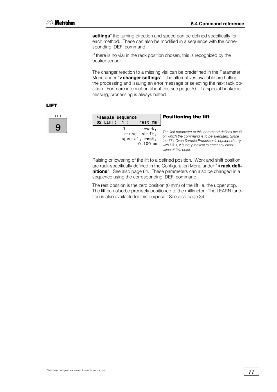 Metrohm 774 Oven Sample Processor User Manual | Page 83 / 168
