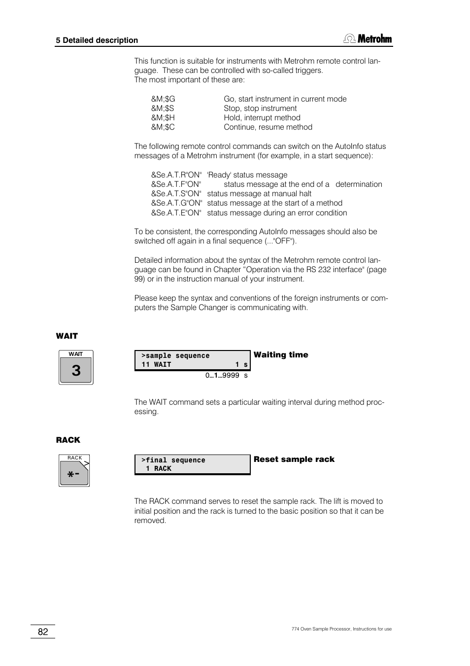 Metrohm 774 Oven Sample Processor User Manual | Page 88 / 168