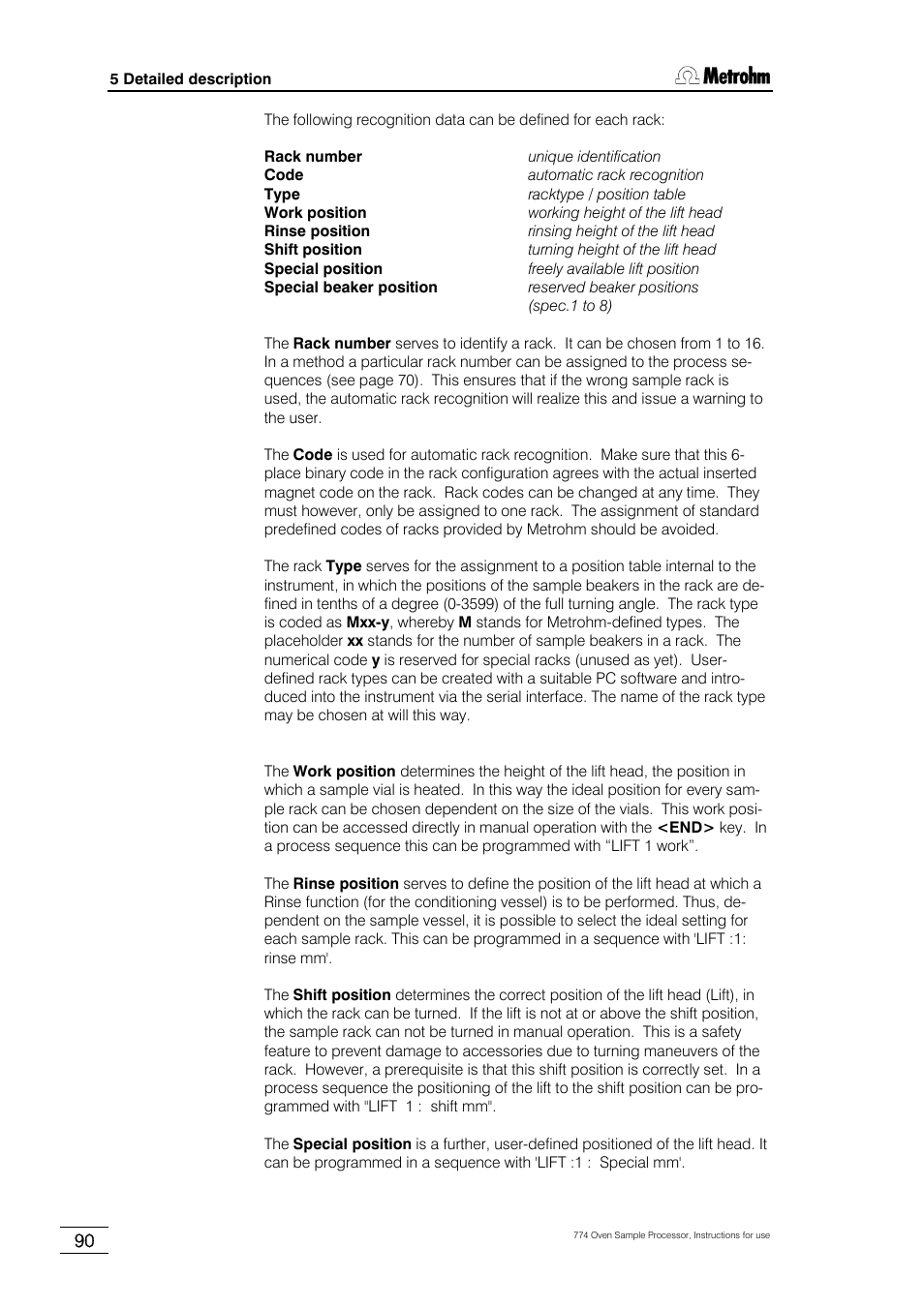 Metrohm 774 Oven Sample Processor User Manual | Page 96 / 168