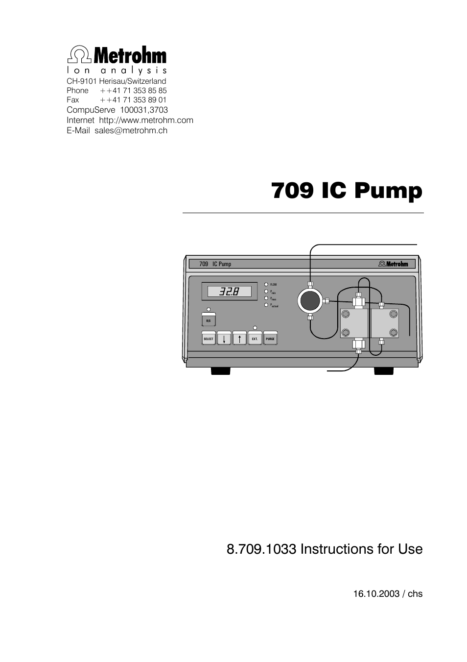 709 ic pump, 1033 instructions for use | Metrohm 709 IC Pump User Manual | Page 3 / 70