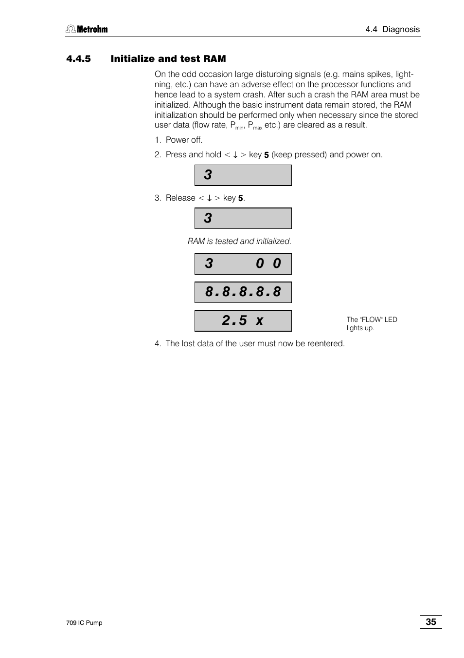 5 initialize and test ram | Metrohm 709 IC Pump User Manual | Page 43 / 70