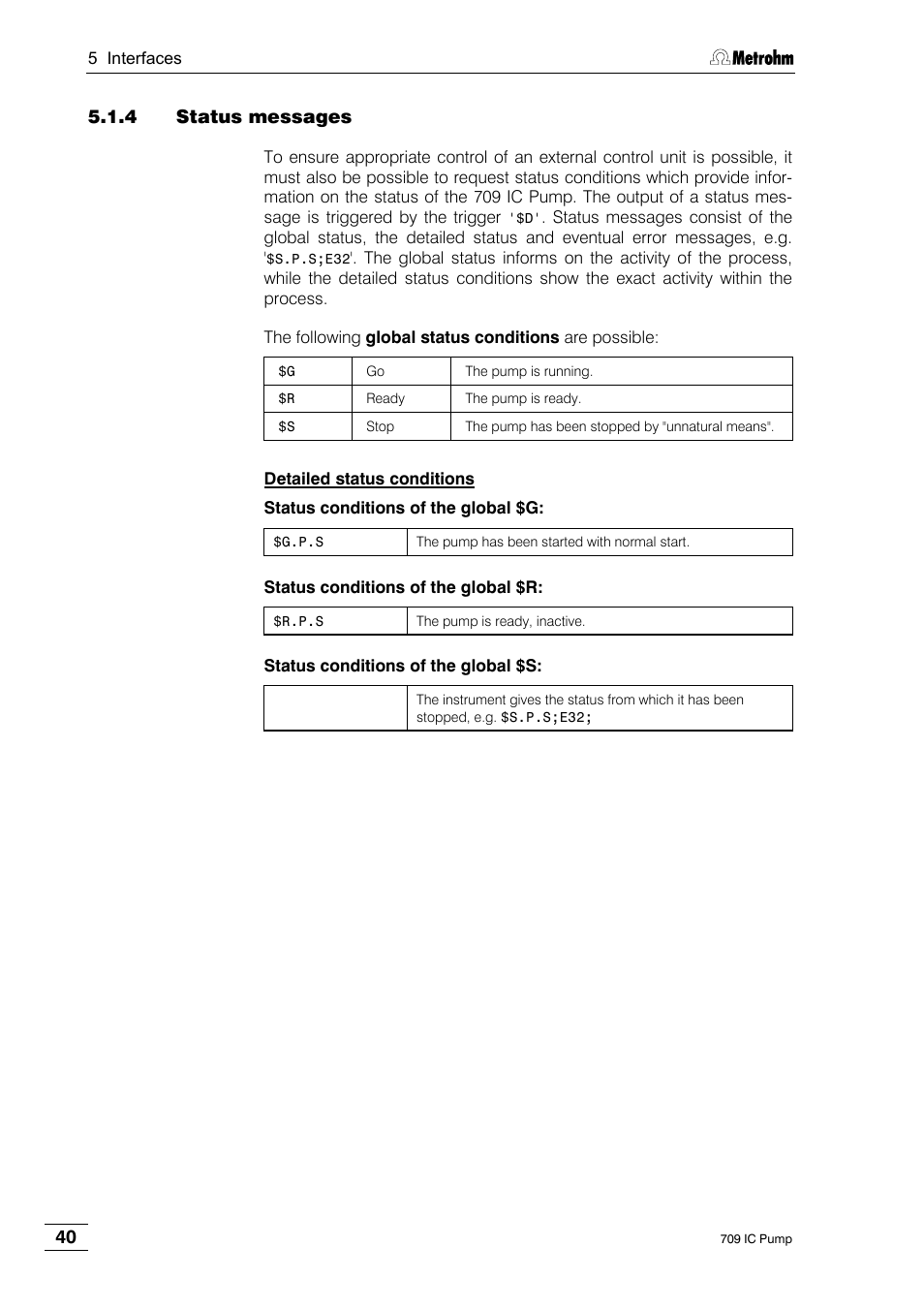 4 status messages | Metrohm 709 IC Pump User Manual | Page 48 / 70