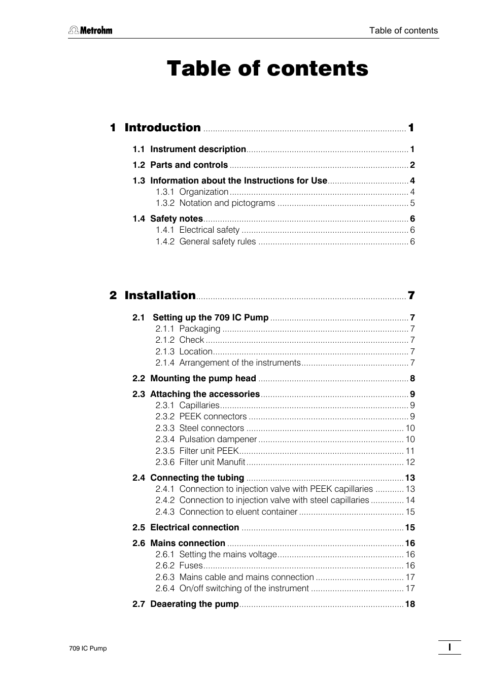 Metrohm 709 IC Pump User Manual | Page 5 / 70