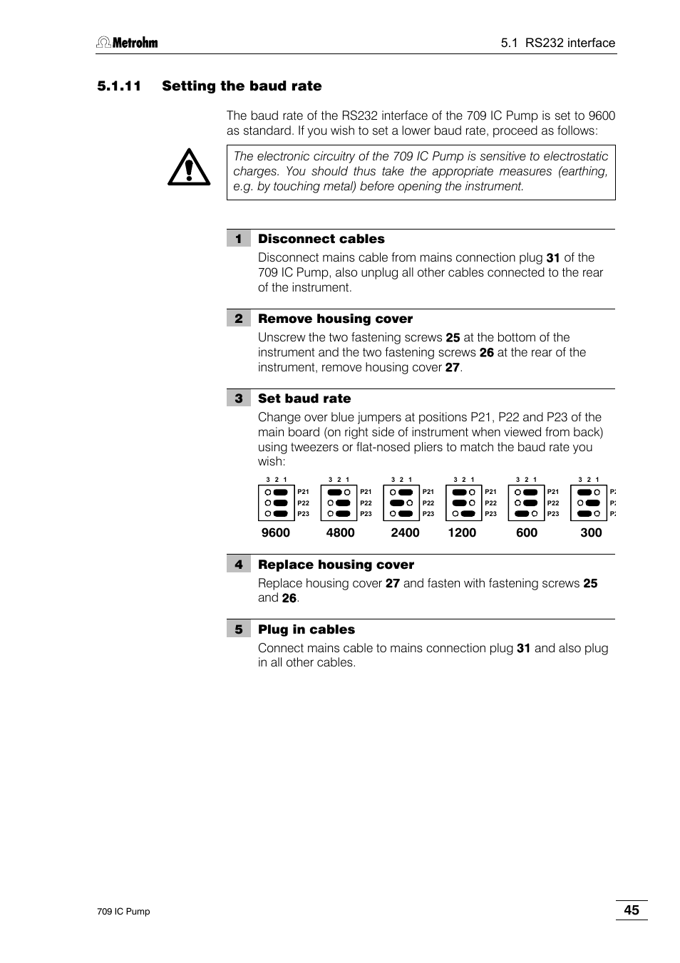 11 setting the baud rate | Metrohm 709 IC Pump User Manual | Page 53 / 70