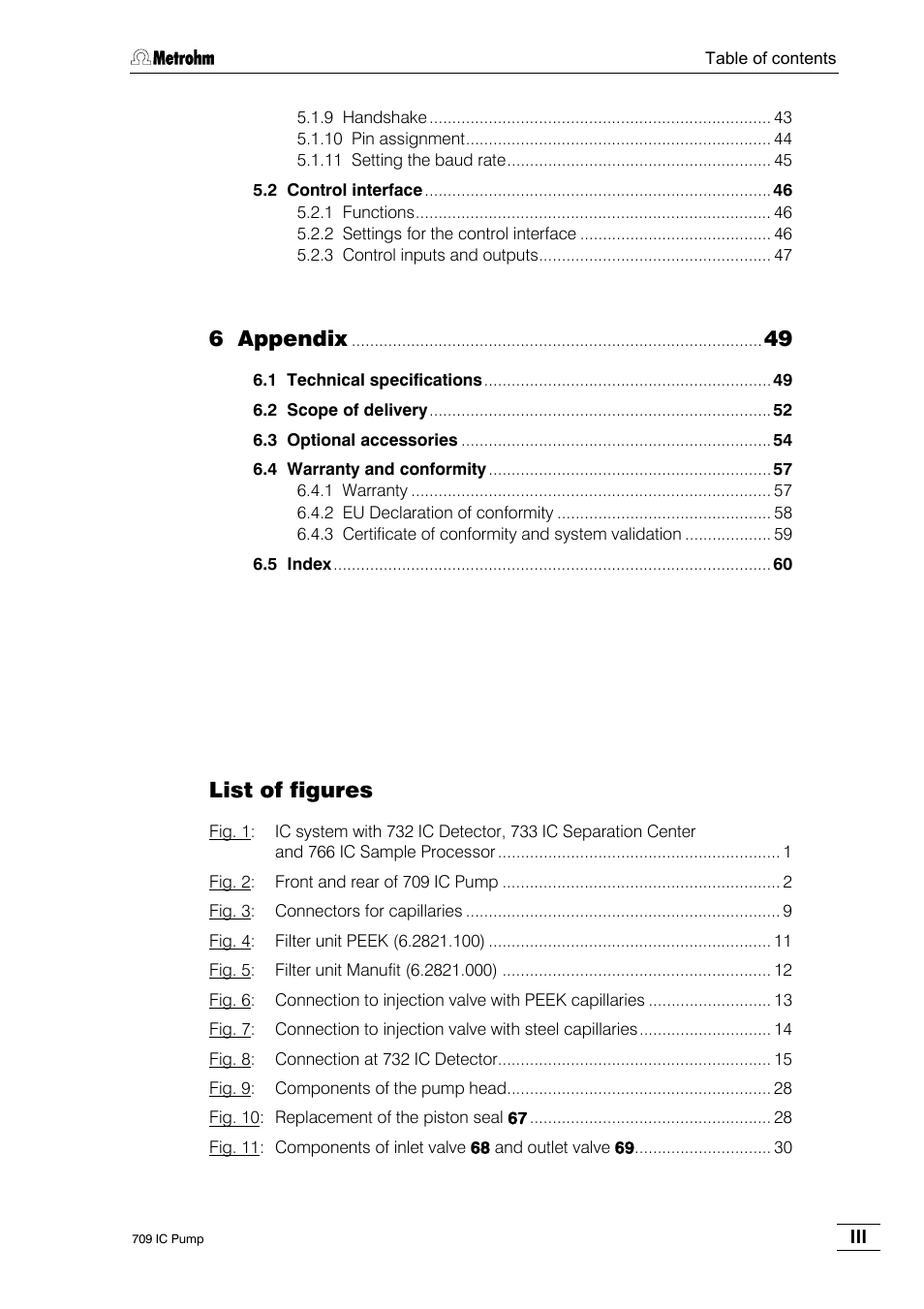 6 appendix, List of figures | Metrohm 709 IC Pump User Manual | Page 7 / 70