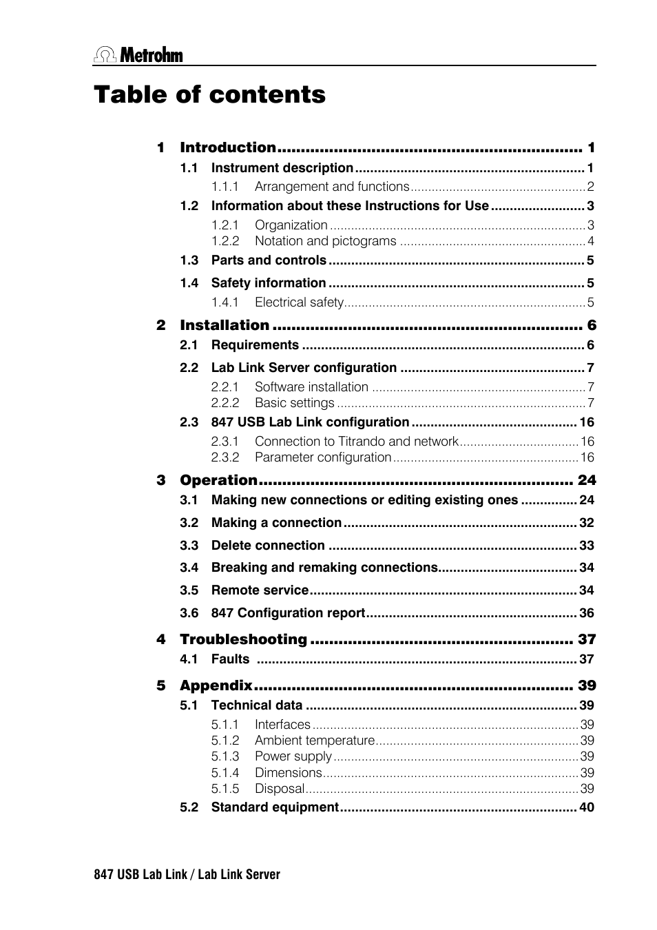 Metrohm 847 Lab Link User Manual | Page 3 / 48