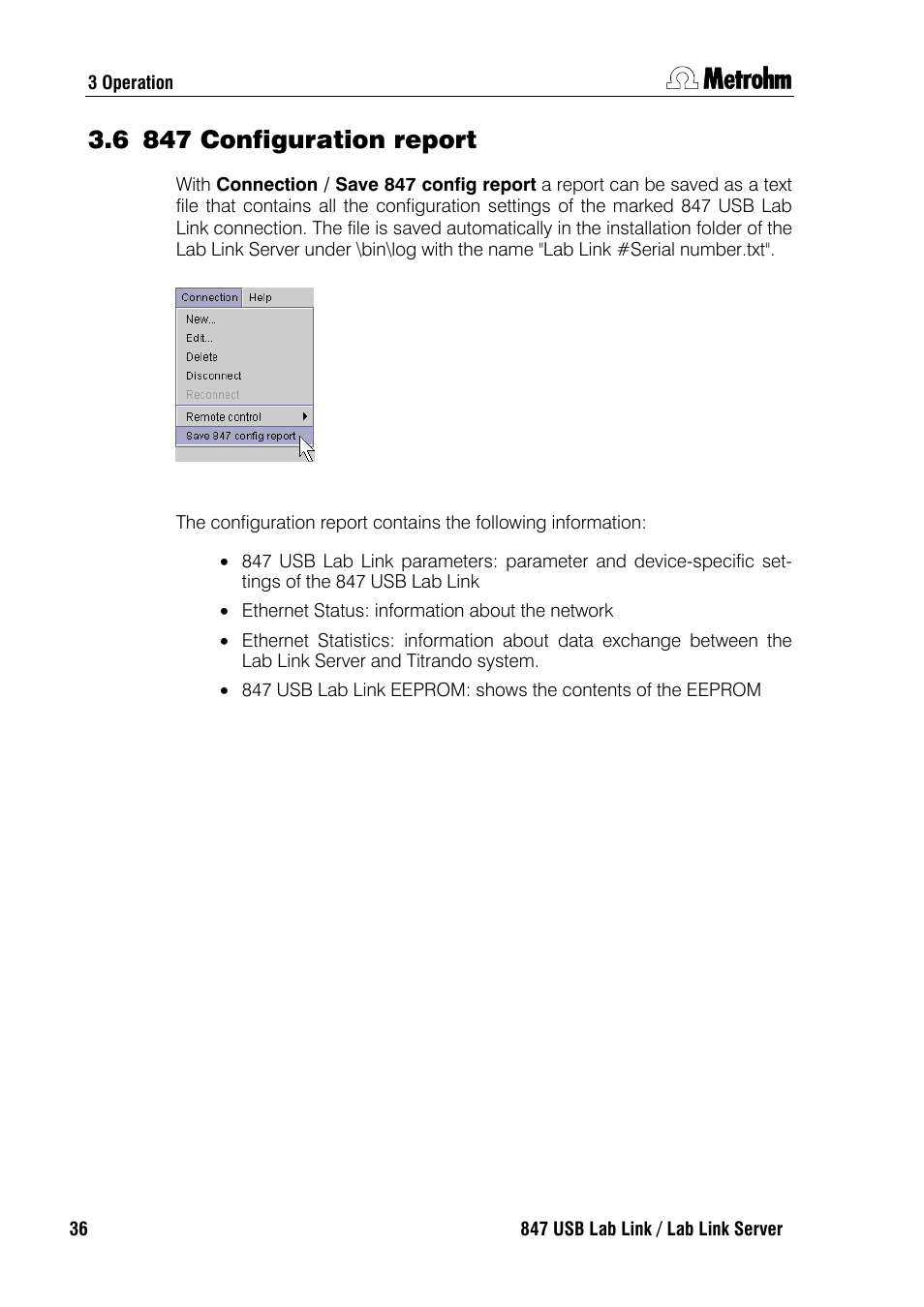 6 847 configuration report | Metrohm 847 Lab Link User Manual | Page 40 / 48