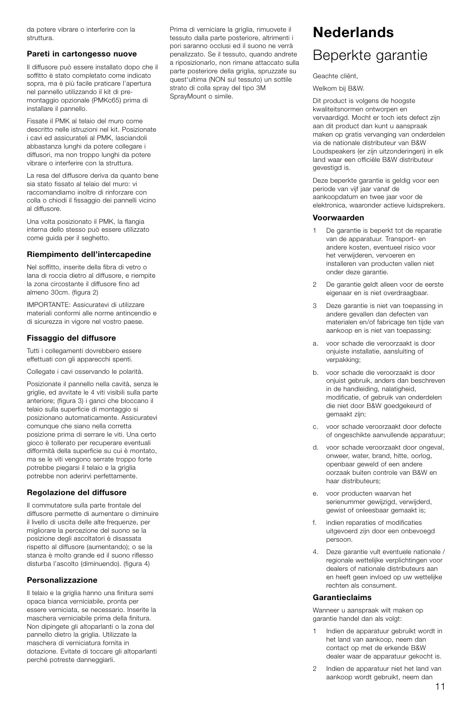 Nederlands beperkte garantie | Bowers & Wilkins CCM746S User Manual | Page 14 / 29