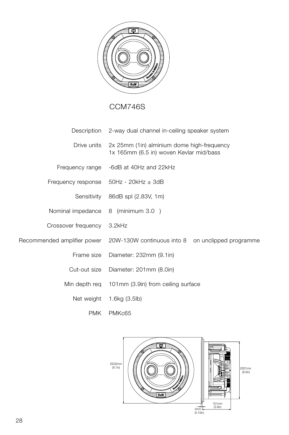 Ccm746s | Bowers & Wilkins CCM746S User Manual | Page 28 / 29