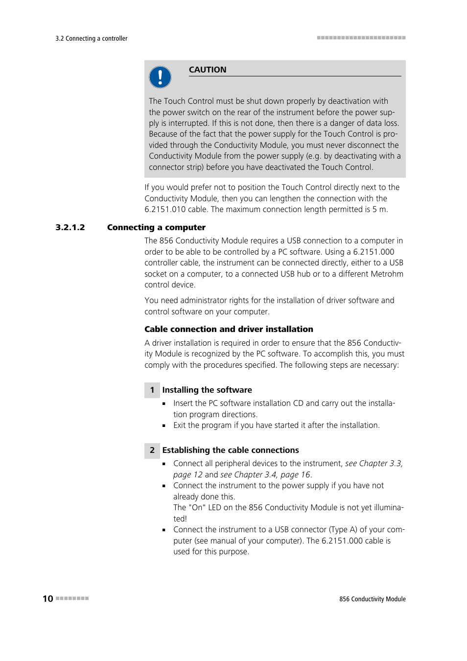 2 connecting a computer | Metrohm 856 Conductivity Module User Manual | Page 18 / 46
