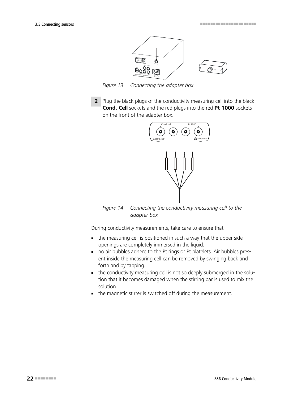 Figure 13, Connecting the adapter box, Figure 14 | Figure 13 connecting the adapter box | Metrohm 856 Conductivity Module User Manual | Page 30 / 46