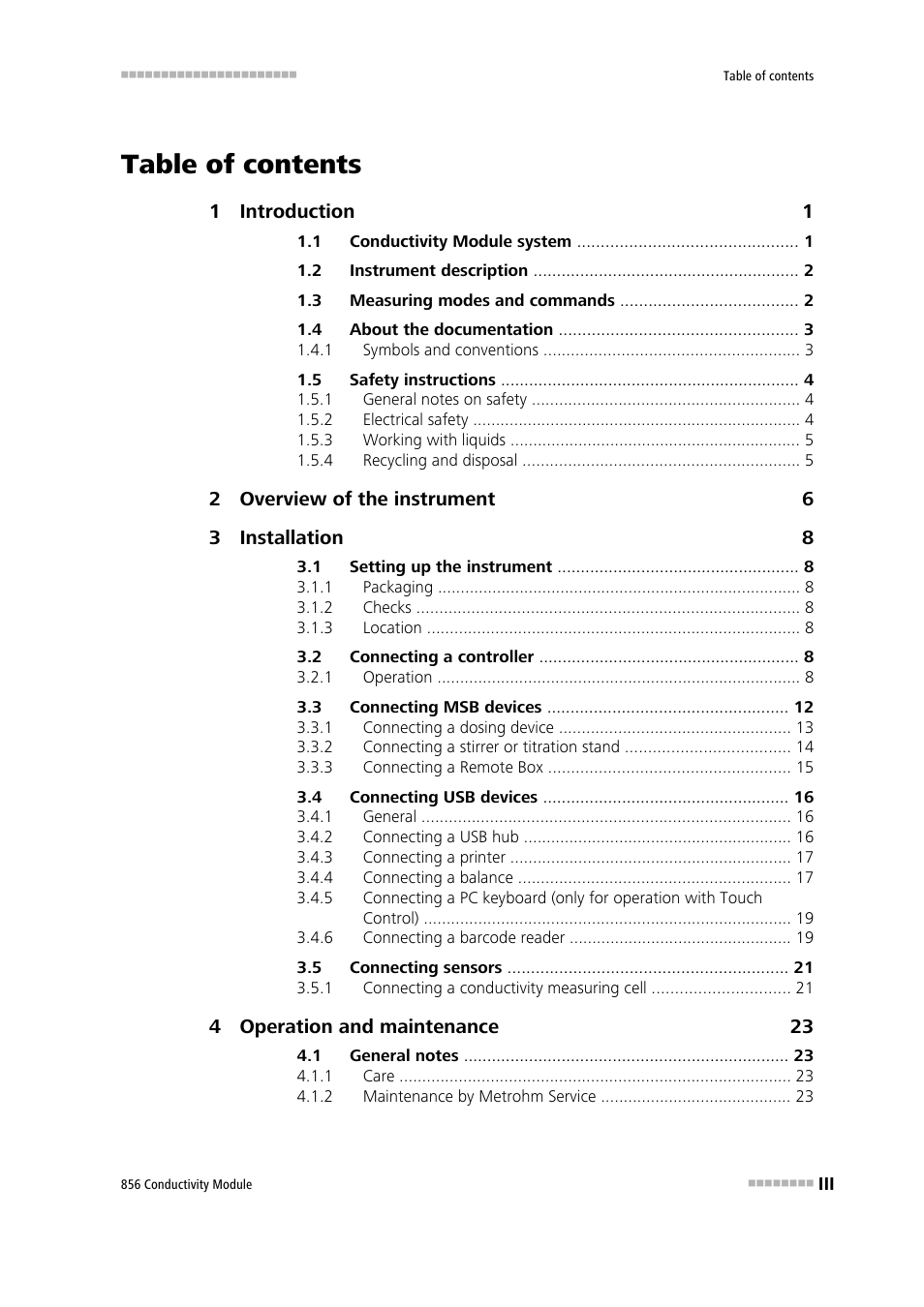 Metrohm 856 Conductivity Module User Manual | Page 5 / 46