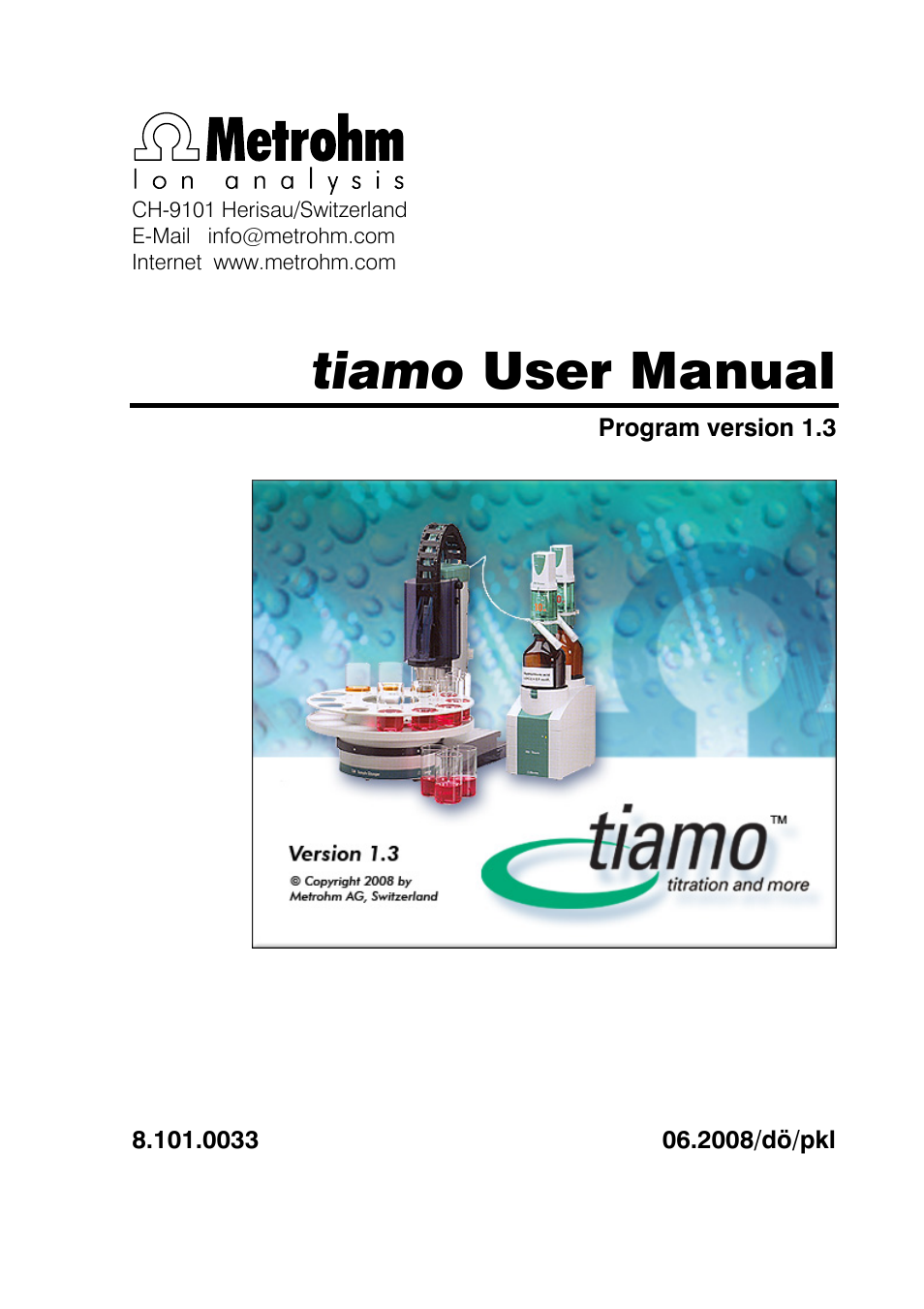 Metrohm tiamo 1.3 Manual User Manual | 893 pages