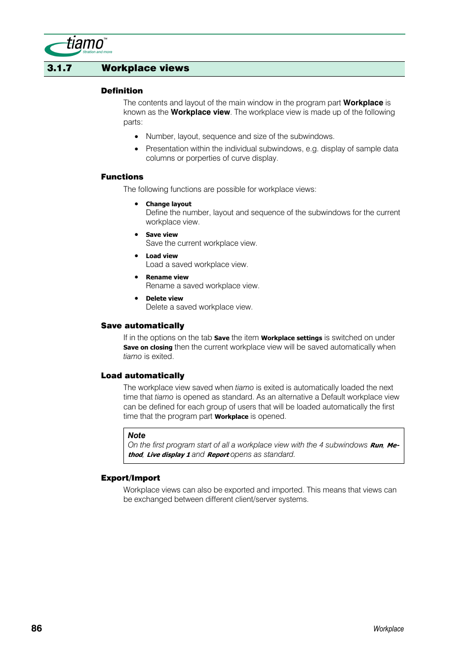 7 workplace views | Metrohm tiamo 1.3 Manual User Manual | Page 112 / 893