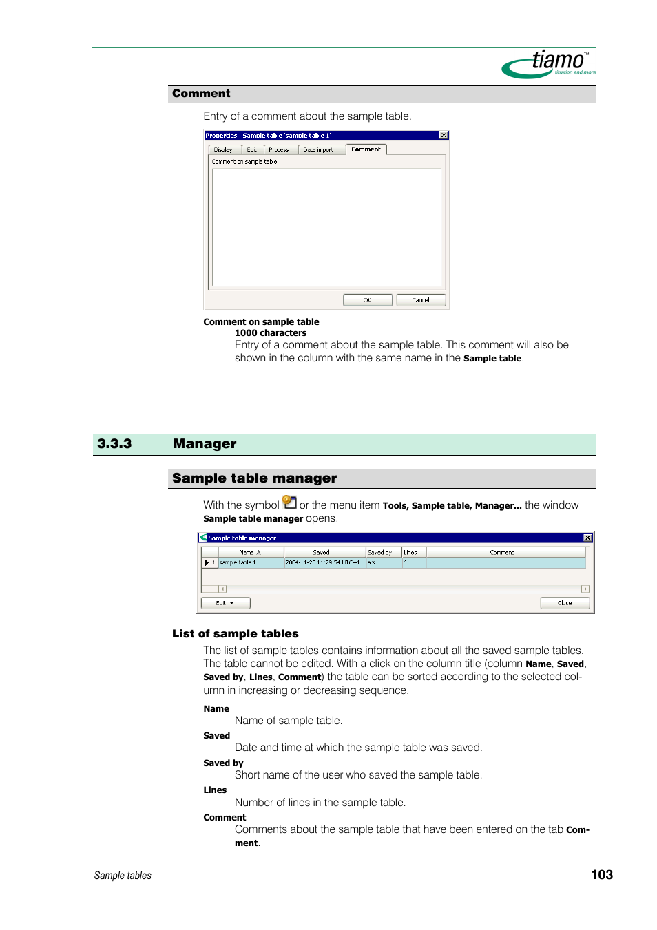 3 manager, Sample table manager, 3 manager sample table manager | Metrohm tiamo 1.3 Manual User Manual | Page 129 / 893