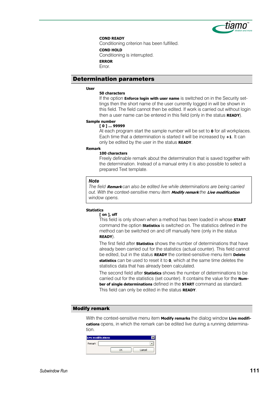 Determination parameters | Metrohm tiamo 1.3 Manual User Manual | Page 137 / 893
