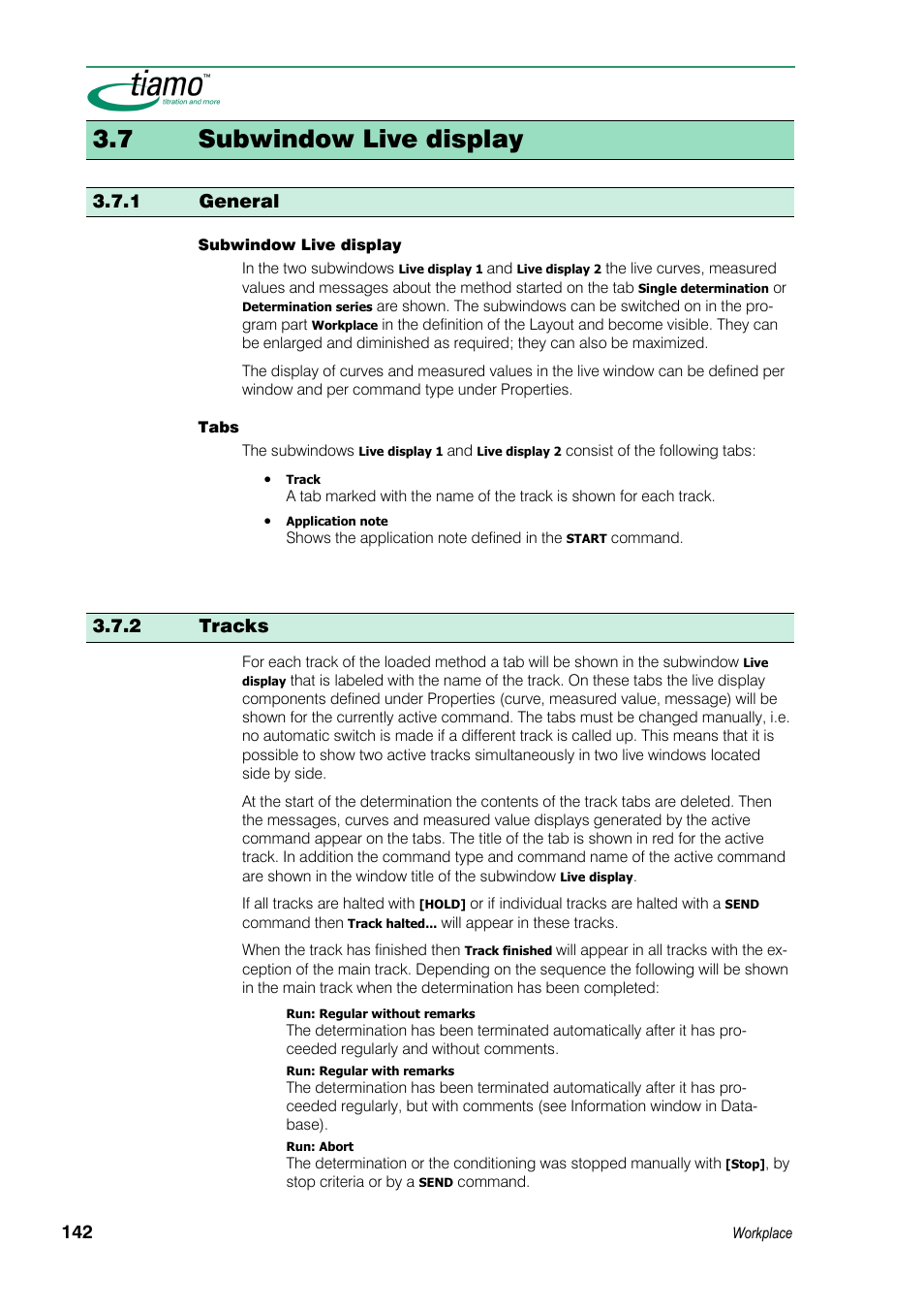 7 subwindow live display, 1 general, 2 tracks | Metrohm tiamo 1.3 Manual User Manual | Page 168 / 893