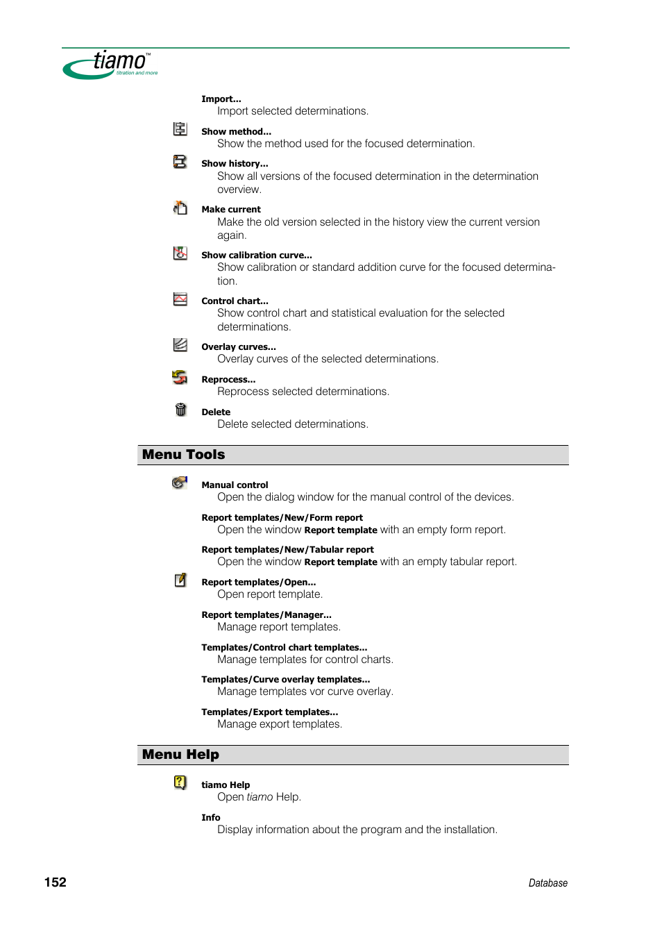 Menu tools, Menu help | Metrohm tiamo 1.3 Manual User Manual | Page 178 / 893