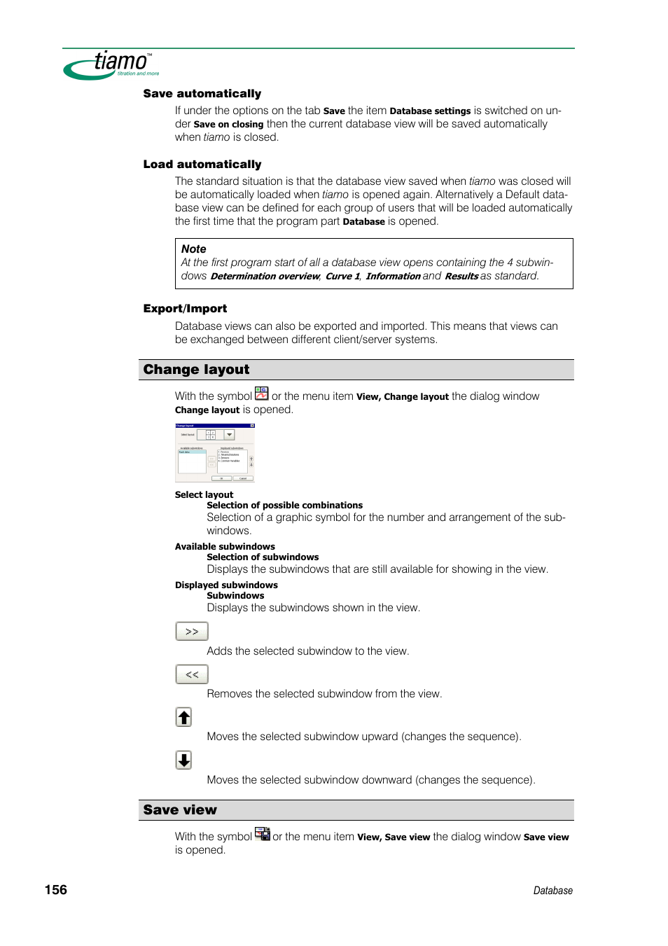 Change layout, Save view | Metrohm tiamo 1.3 Manual User Manual | Page 182 / 893