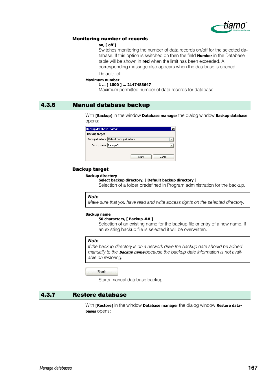 6 manual database backup, 7 restore database | Metrohm tiamo 1.3 Manual User Manual | Page 193 / 893