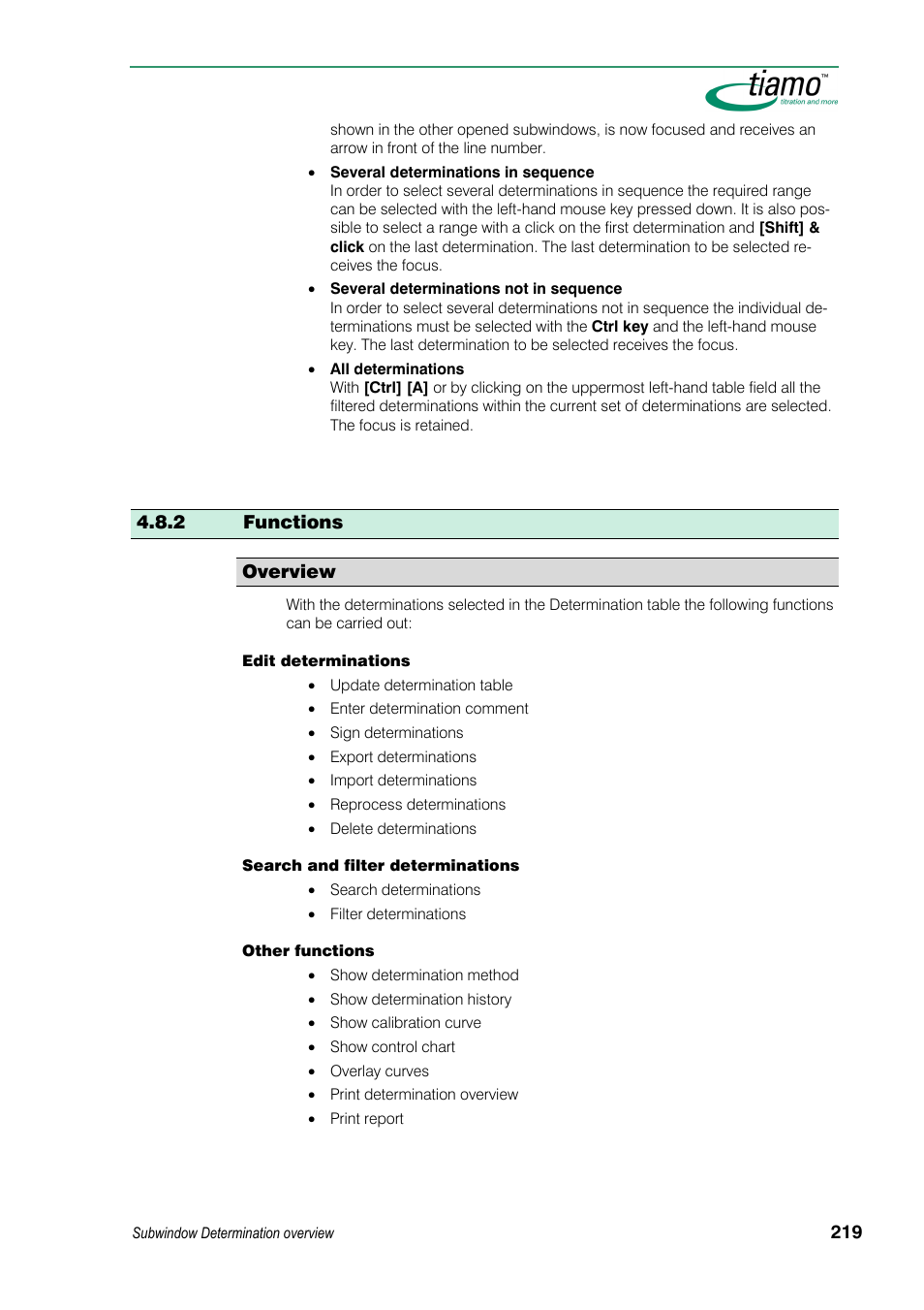 2 functions, Overview | Metrohm tiamo 1.3 Manual User Manual | Page 245 / 893