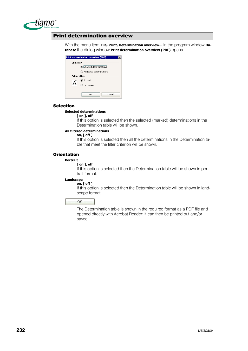 Print determination overview | Metrohm tiamo 1.3 Manual User Manual | Page 258 / 893