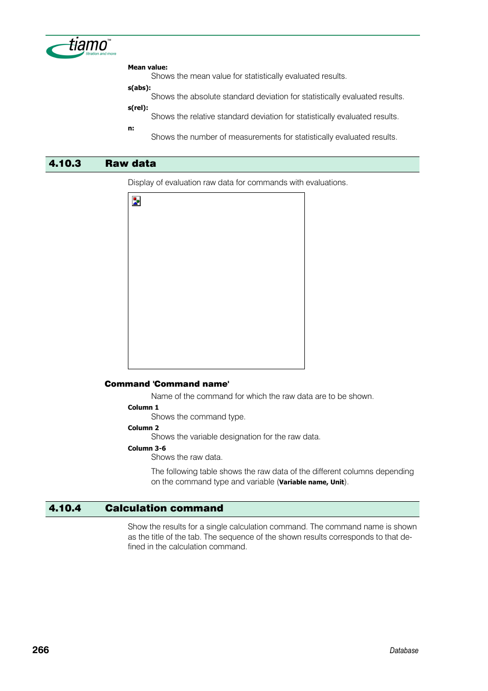 3 raw data, 4 calculation command | Metrohm tiamo 1.3 Manual User Manual | Page 292 / 893