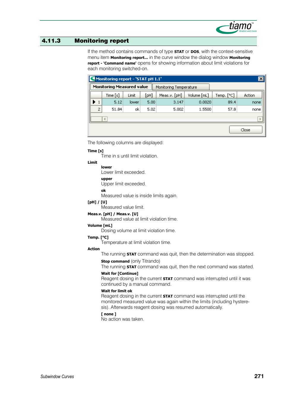3 monitoring report | Metrohm tiamo 1.3 Manual User Manual | Page 297 / 893