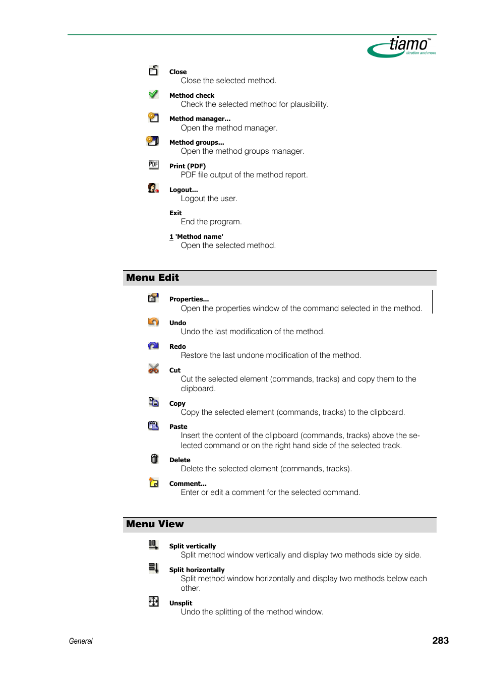 Menu edit, Menu view | Metrohm tiamo 1.3 Manual User Manual | Page 309 / 893