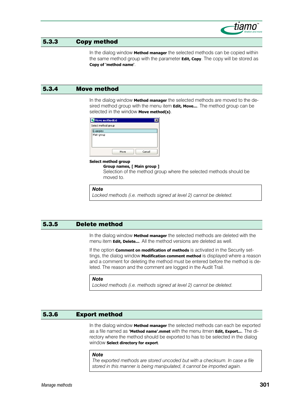 3 copy method, 4 move method, 5 delete method | 6 export method | Metrohm tiamo 1.3 Manual User Manual | Page 327 / 893