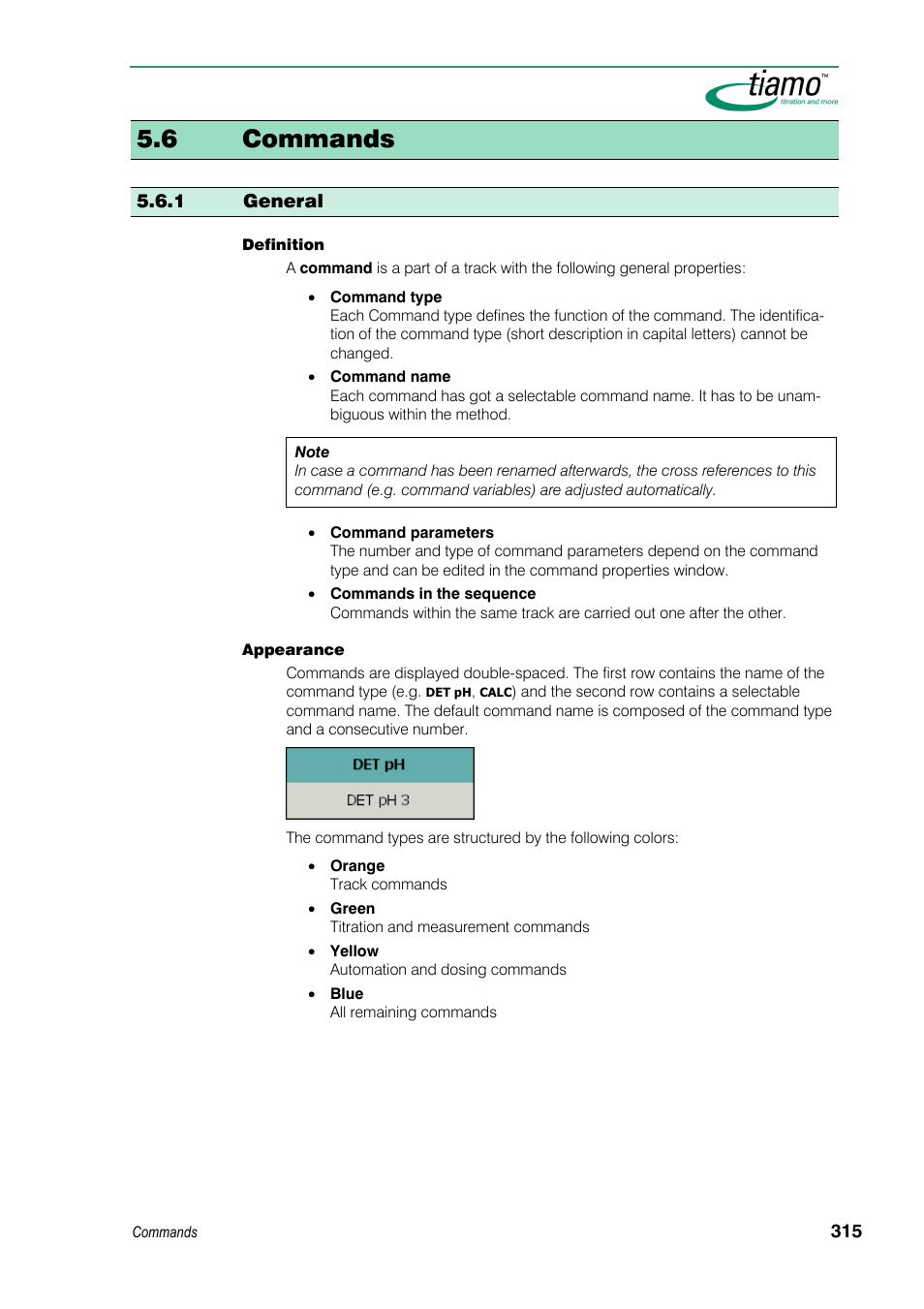 6 commands, 1 general | Metrohm tiamo 1.3 Manual User Manual | Page 341 / 893