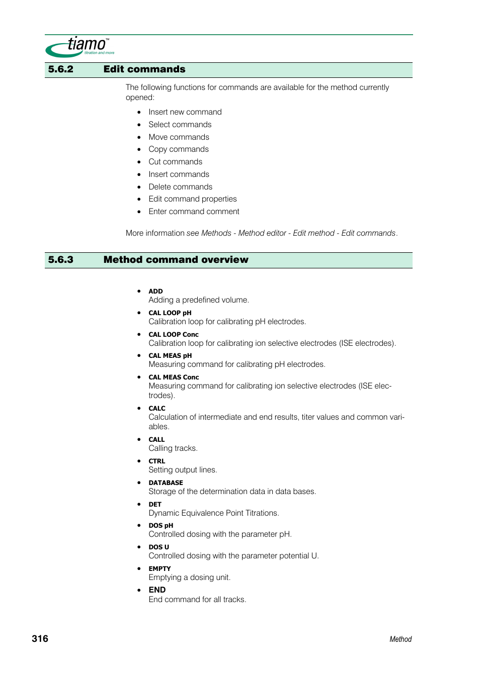 2 edit commands, 3 method command overview | Metrohm tiamo 1.3 Manual User Manual | Page 342 / 893