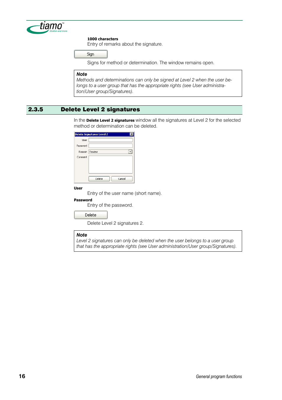 5 delete level 2 signatures | Metrohm tiamo 1.3 Manual User Manual | Page 42 / 893