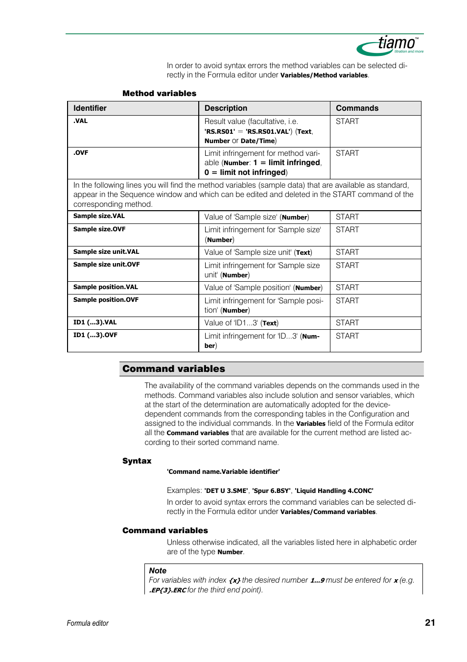 Command variables | Metrohm tiamo 1.3 Manual User Manual | Page 47 / 893