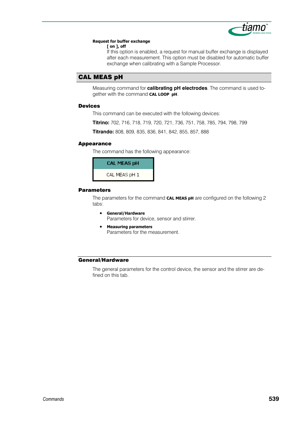 Cal meas ph | Metrohm tiamo 1.3 Manual User Manual | Page 565 / 893