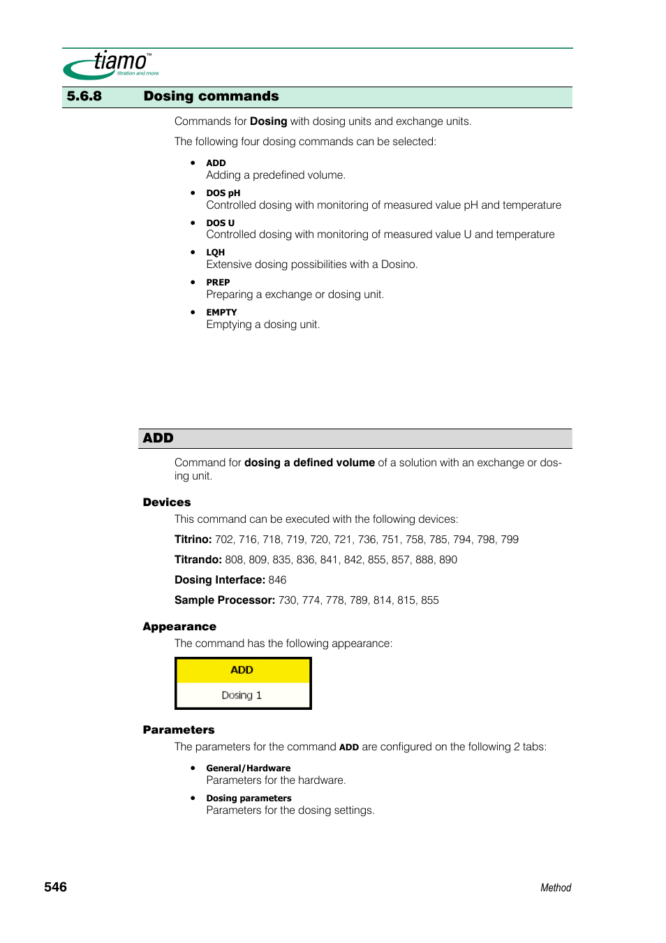 8 dosing commands | Metrohm tiamo 1.3 Manual User Manual | Page 572 / 893