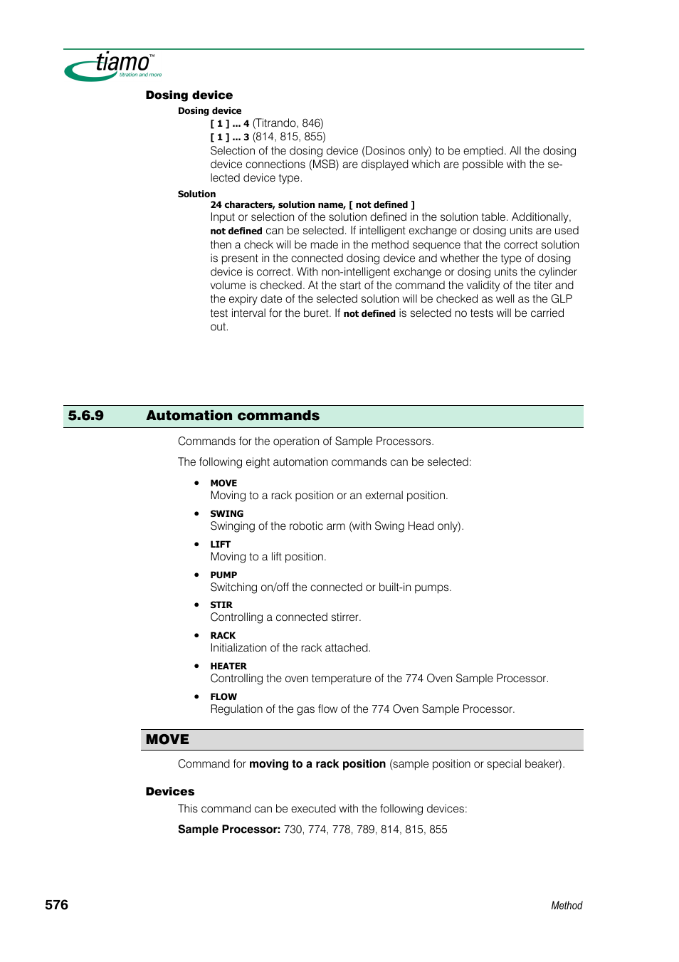 9 automation commands, Move | Metrohm tiamo 1.3 Manual User Manual | Page 602 / 893