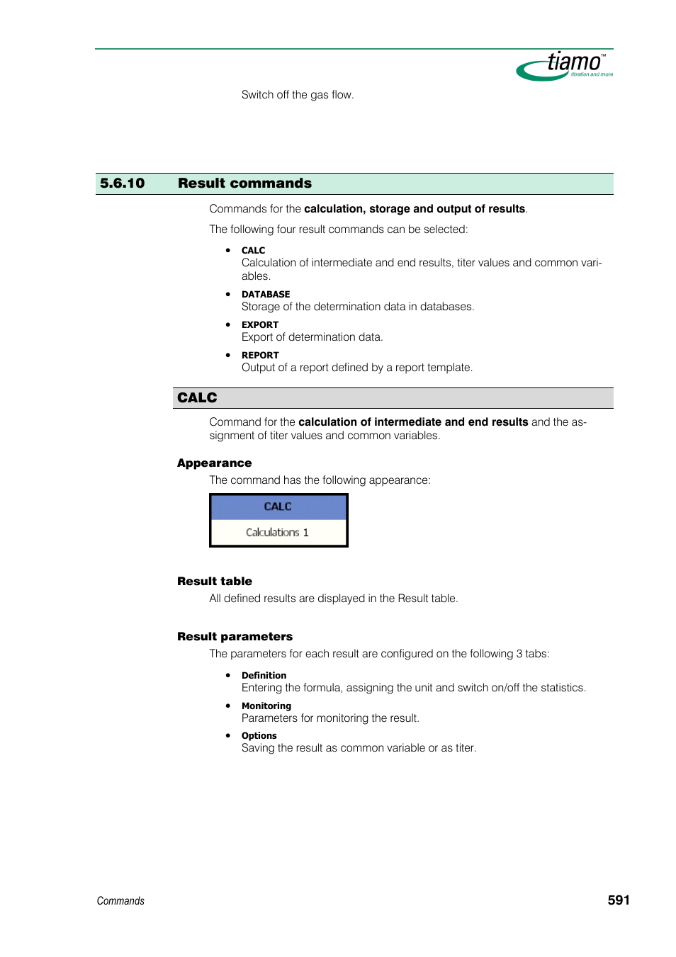 10 result commands, Calc | Metrohm tiamo 1.3 Manual User Manual | Page 617 / 893