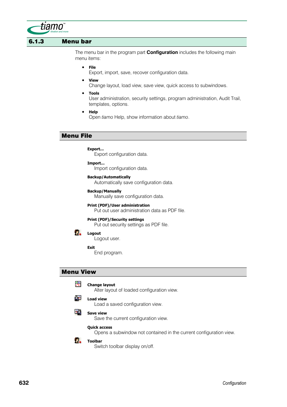 3 menu bar, Menu file, Menu view | Metrohm tiamo 1.3 Manual User Manual | Page 658 / 893